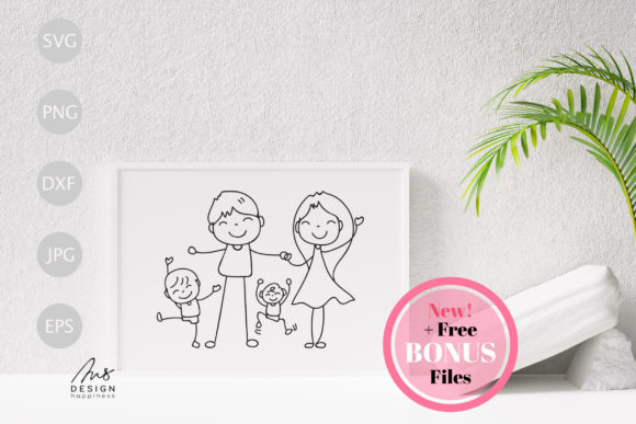 Hand Drawn Dad Mom Little Boys SVG Graphics