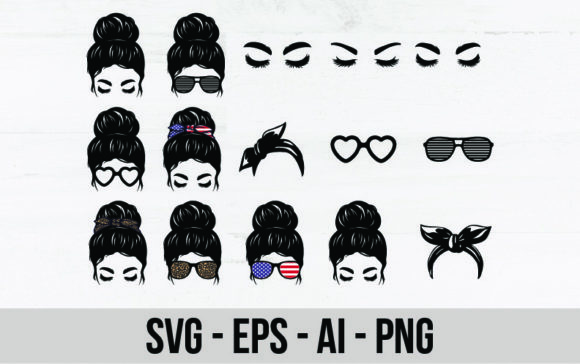 Messy Bun Mom Life Graphics and Print Templates